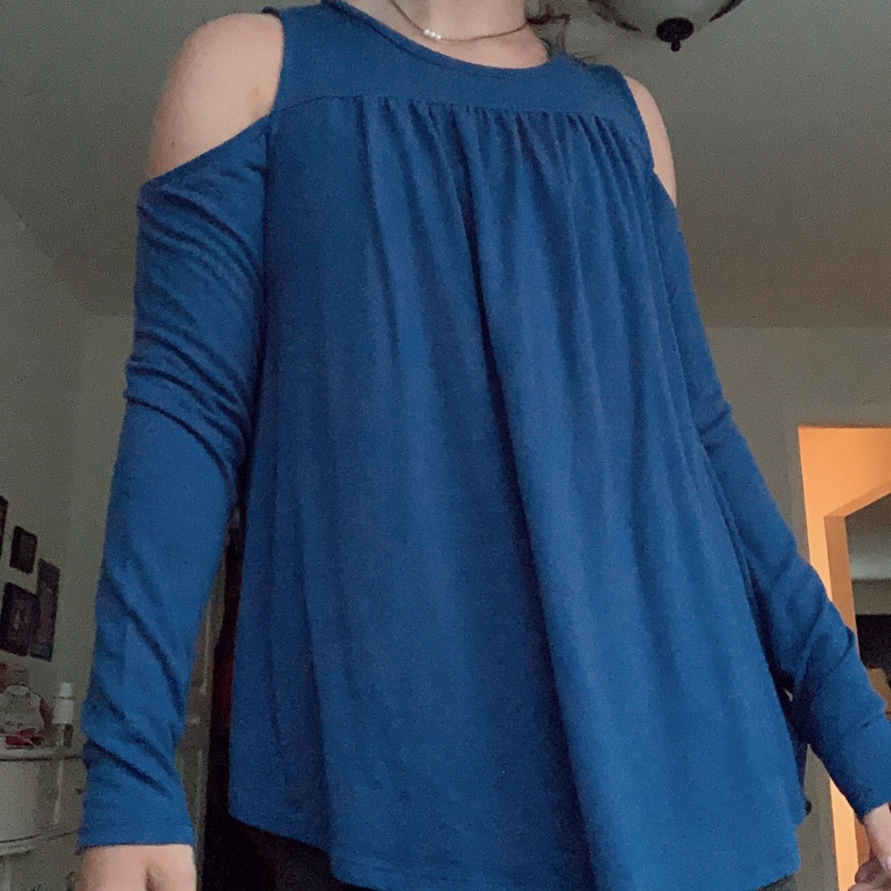 Blue long sleeve with cutouts